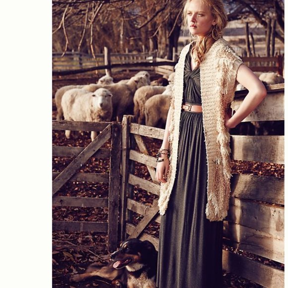 Anthropology Moth Textured Boho Split Back Vest XS/S - Picture 2 of 8